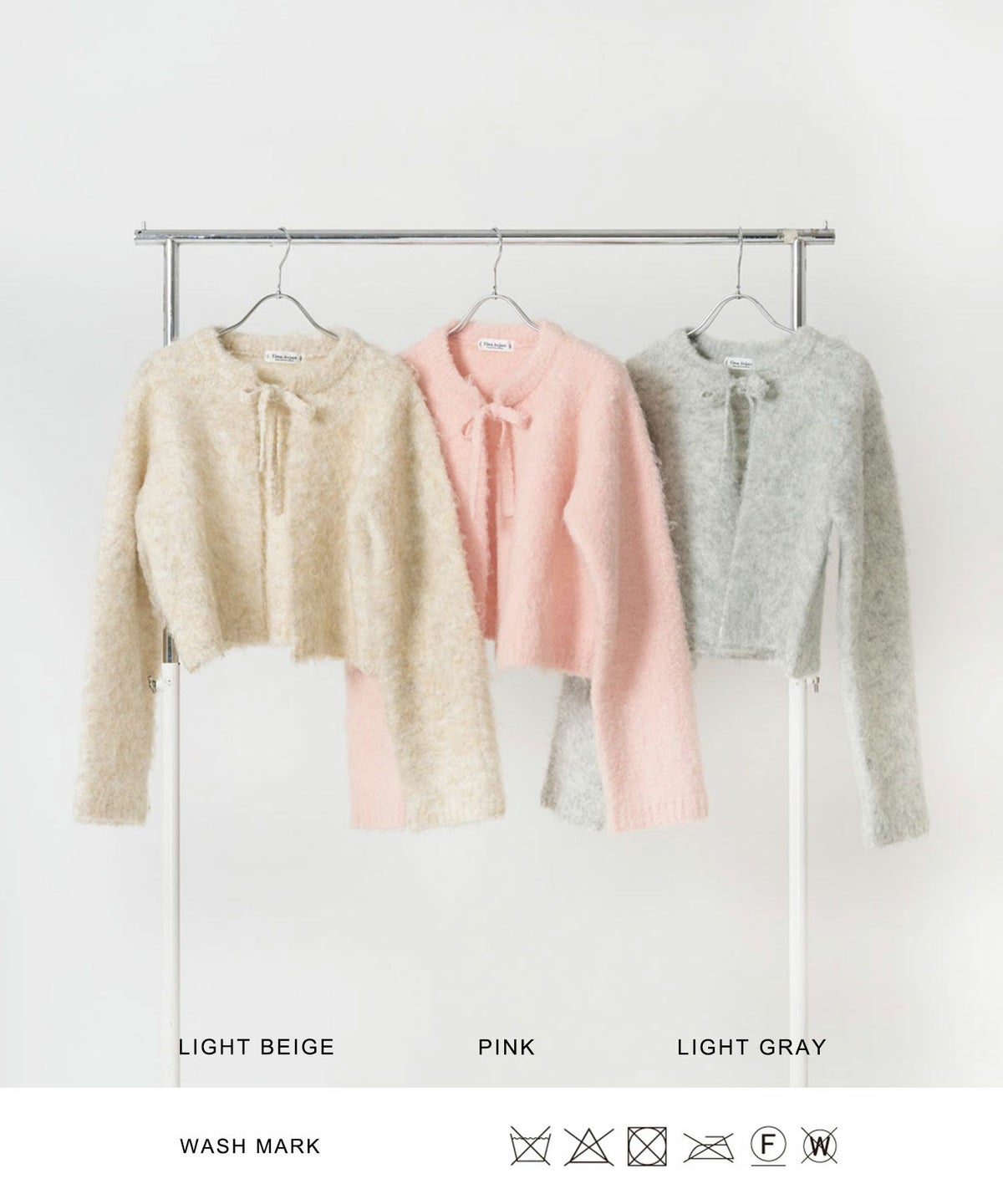 ニット/カーディガン/リボン/シャギー