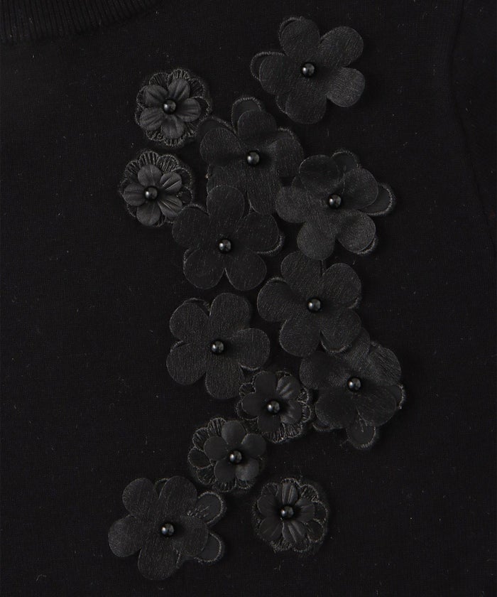 デコレーション アシンメトリー パール ハイウエスト フレア/アイボリー/グレー/ブラック/M