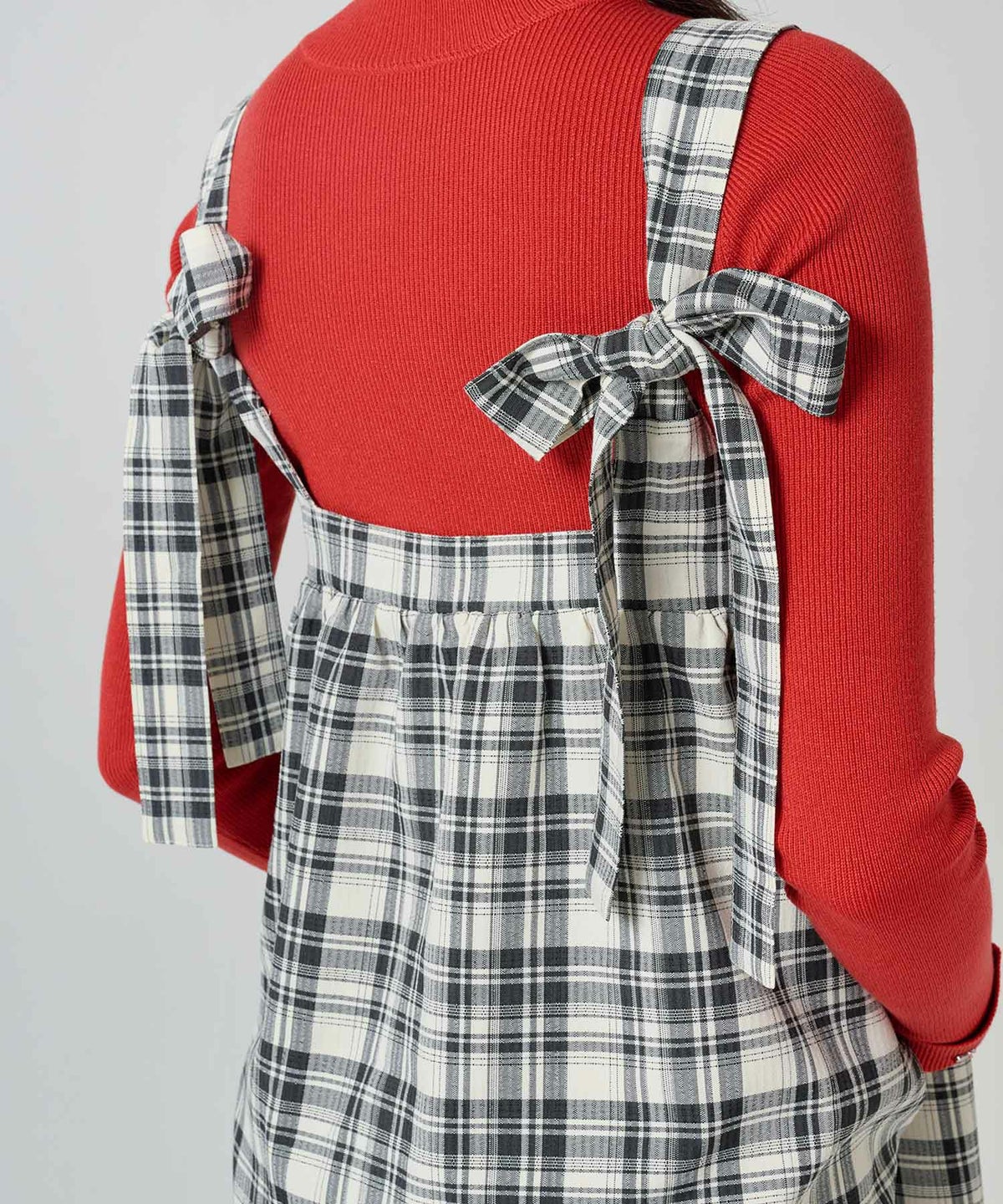 ワンピース/リボン/チェック柄/ミニ丈