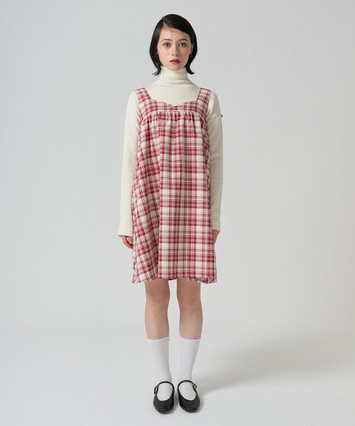 ワンピース/リボン/チェック柄/ミニ丈