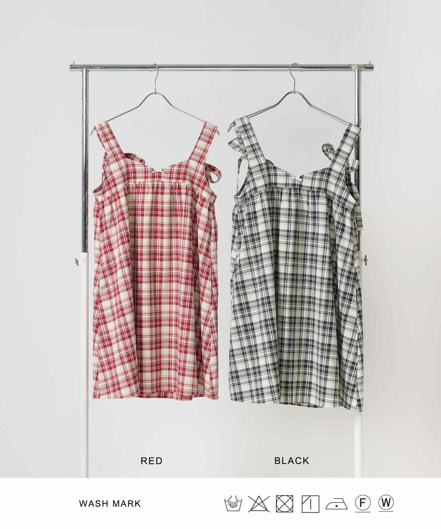 チェック柄 バックリボンワンピース TINA：JOJUN 全2色｜tnj341-0952