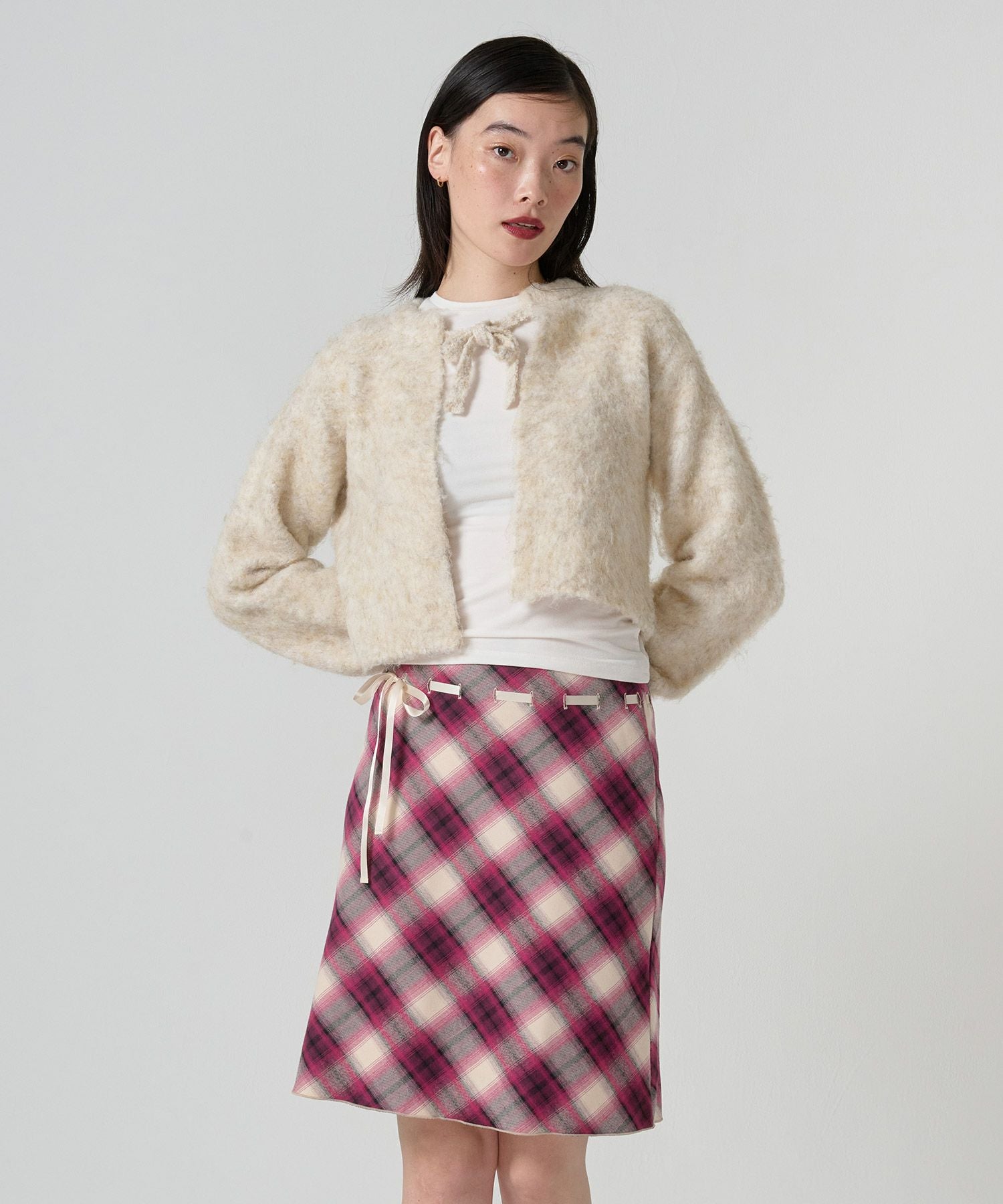 Special-Price-SALE ウエストリボン チェックスカート TINA：JOJUN 全2