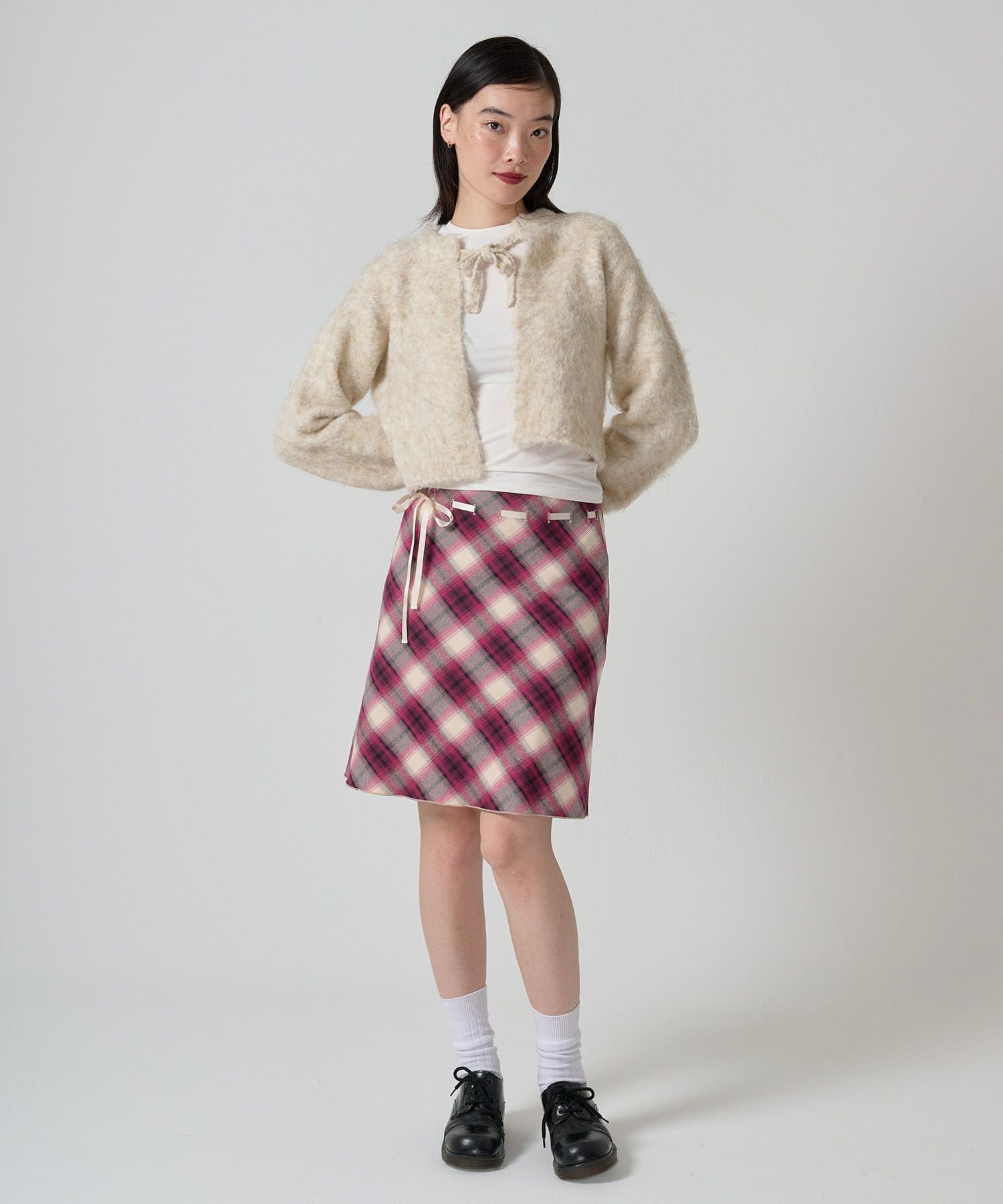 Special-Price-SALE ウエストリボン チェックスカート TINA：JOJUN 全2