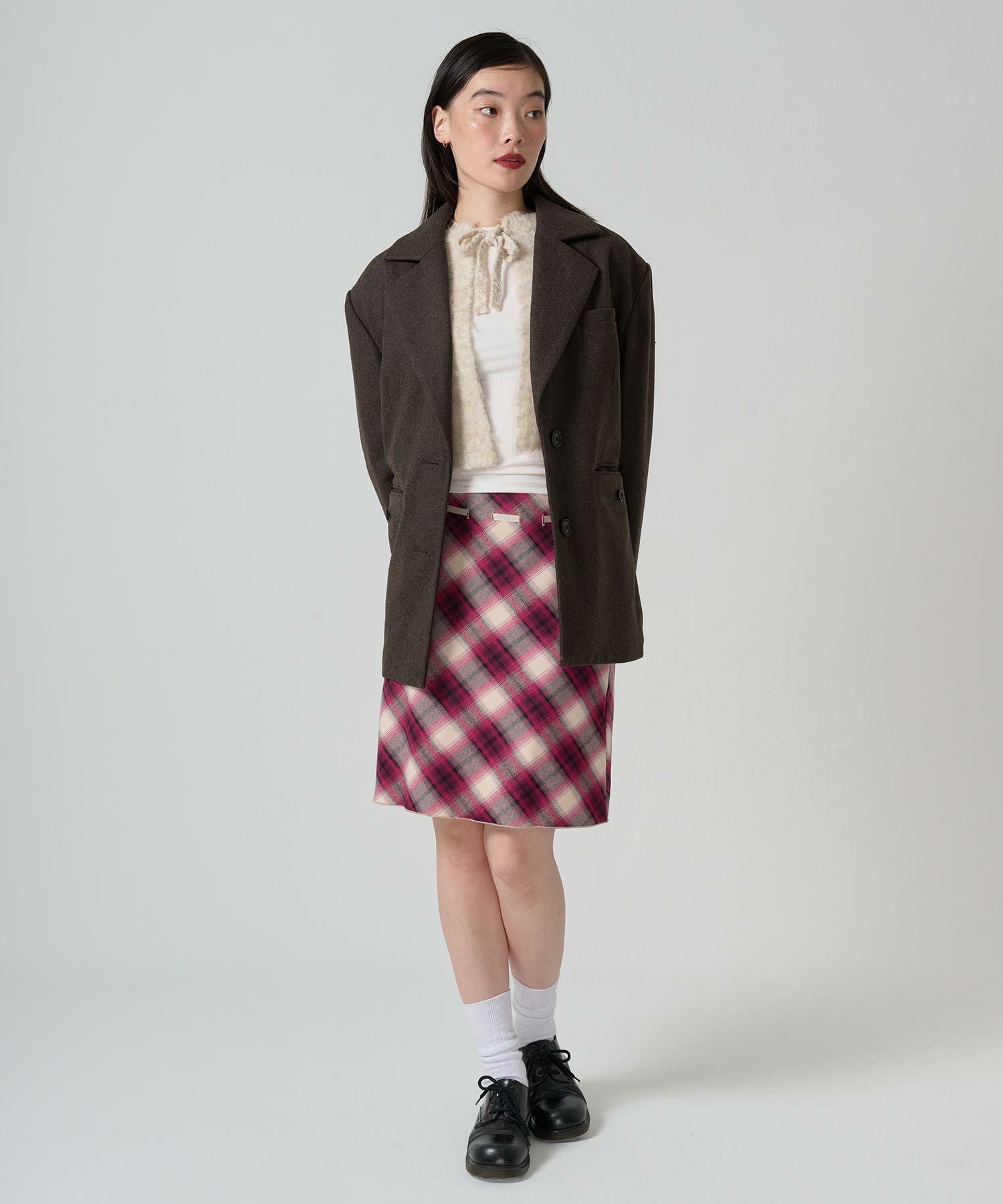 Special-Price-SALE ウエストリボン チェックスカート TINA：JOJUN 全2