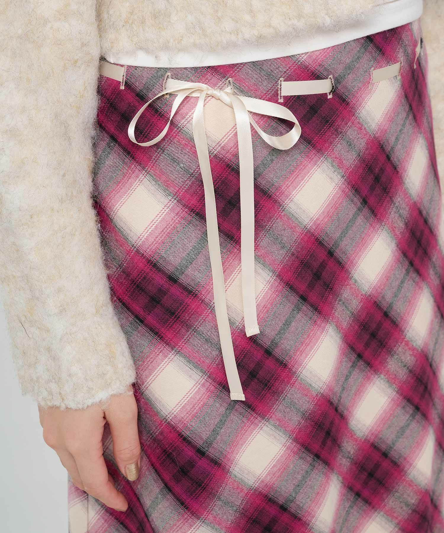 Special-Price-SALE ウエストリボン チェックスカート TINA：JOJUN 全2