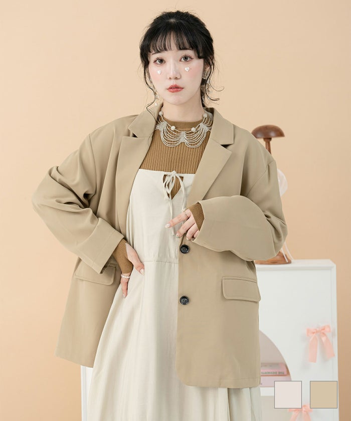 マニッシュ ドライタッチ シンプル 秋 バックオープン テーラード ジャケット miolite