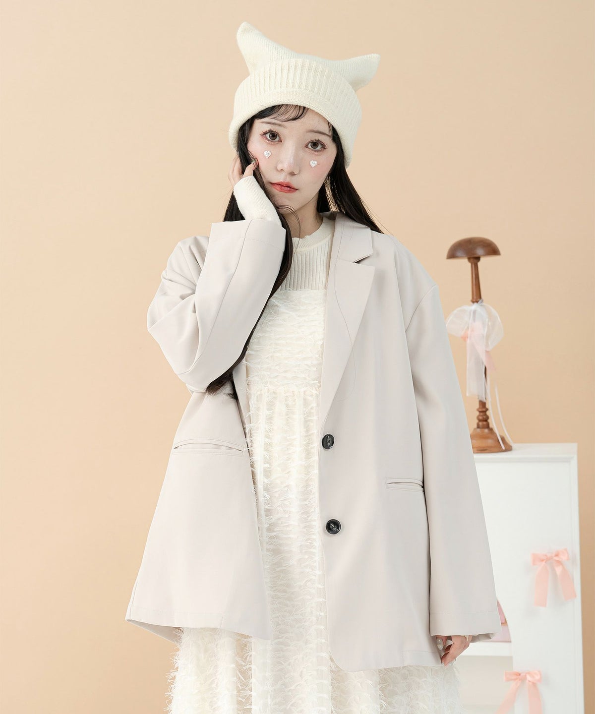 マニッシュ ドライタッチ シンプル 秋/アイボリー/ベージュ/F