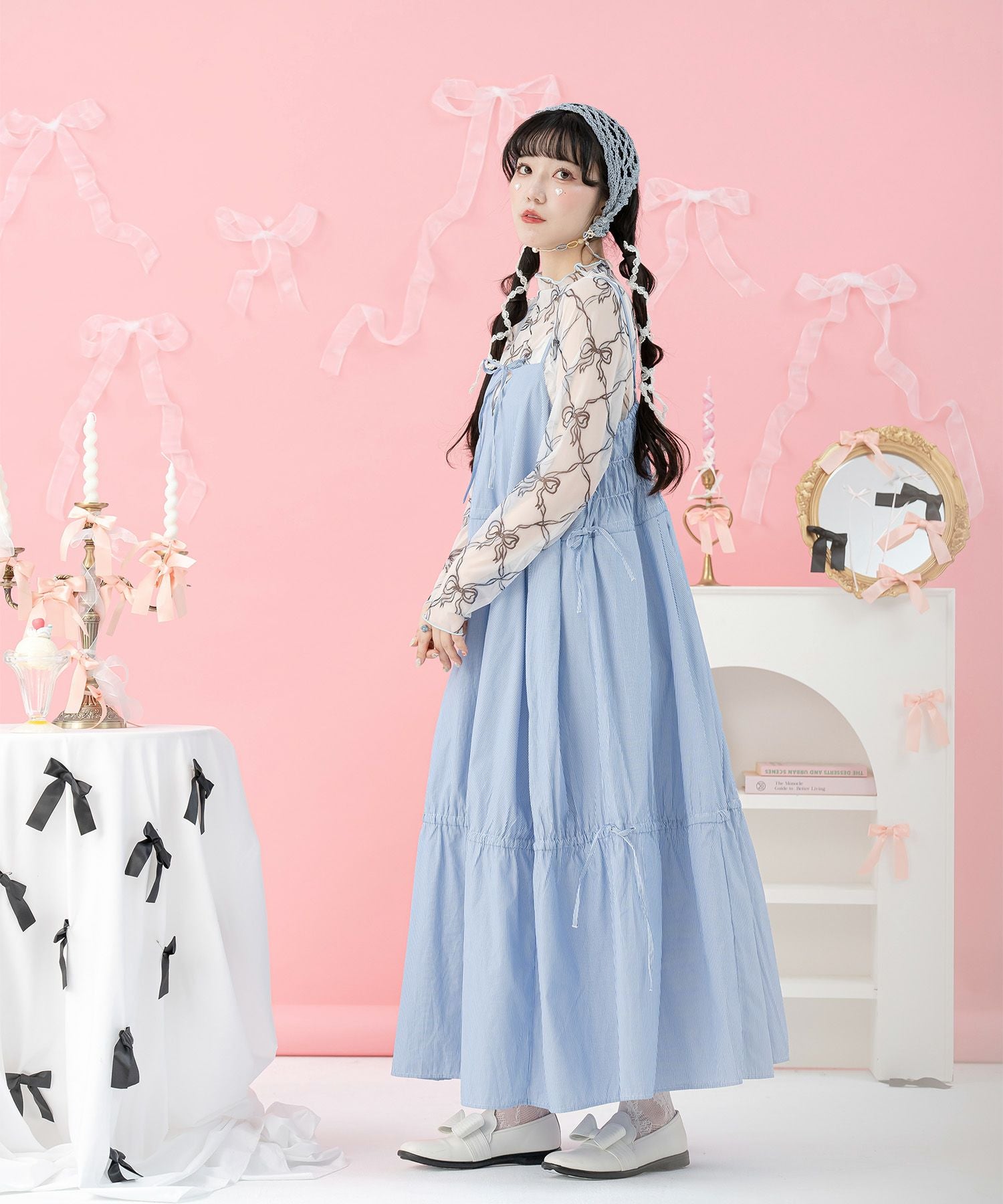リボン プリント シアー トップス miolite 全1色｜mio541-0101【1
