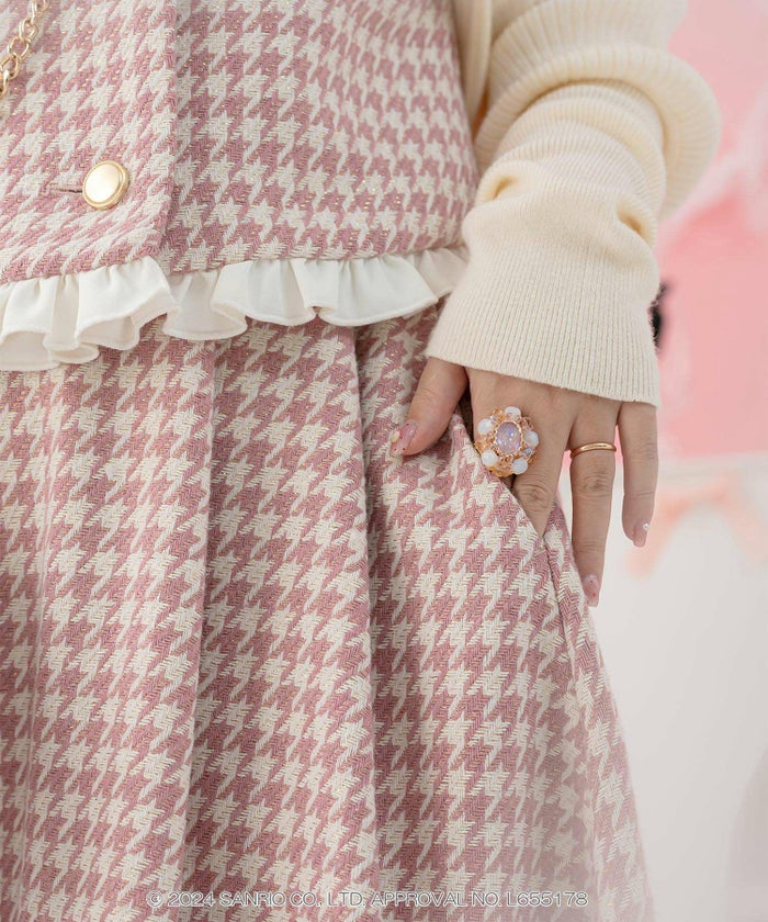 サンリオ マイメロディ クロミ 刺繍 フレア アシンメトリー/マイメロディ/クロミ/M