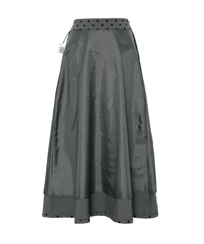 レディース/セレクト/ボトムス/スカート/セミフレアスカート/マーメイド/フロッキー/ドット柄/オールシーズン/春/秋/冬/夏/上品/エレガント/フェミニン/大人/グレー/ダークネイビー/ブラック/配色/バイカラー/ファスナー/ウエストゴム