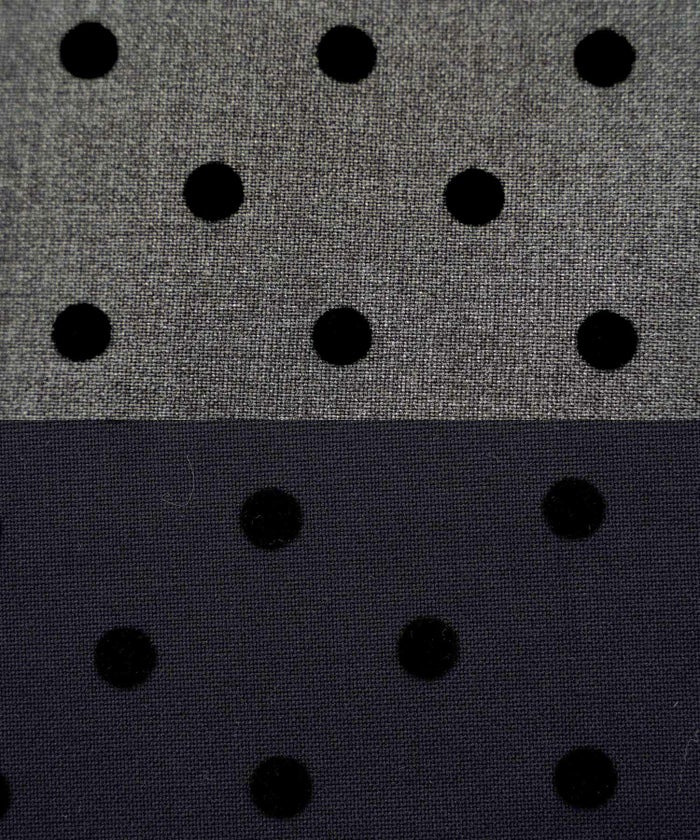 レディース/セレクト/ボトムス/スカート/セミフレアスカート/マーメイド/フロッキー/ドット柄/オールシーズン/春/秋/冬/夏/上品/エレガント/フェミニン/大人/グレー/ダークネイビー/ブラック/配色/バイカラー/ファスナー/ウエストゴム