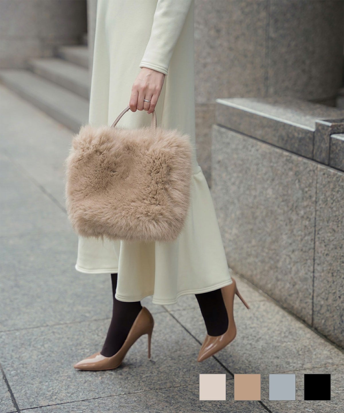 セレクト ショルダー 2WAY マグネット フェイクレザー 秋冬 セレクト エコファー バッグ HUIT