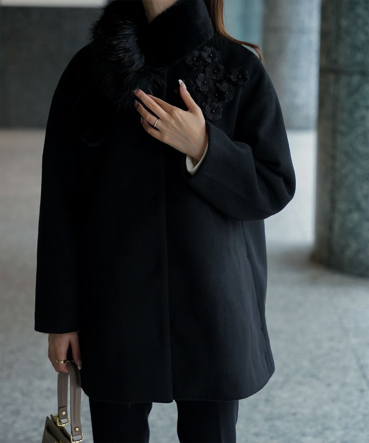 セレクト 上品 エレガント パーティ 秋冬 /ベージュ/ライトグレー/トープ/ブラック/F