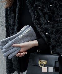 セレクト シンプル ウール ボア 防寒 秋冬 セレクト パールトリム グローブ HUIT