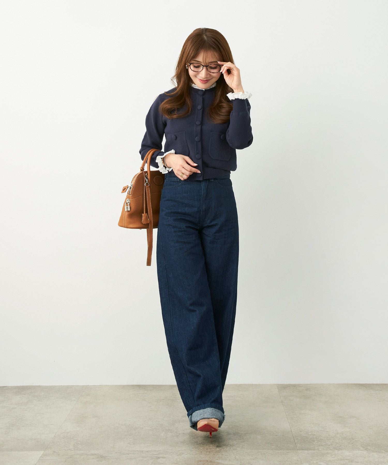 ミラノリブ フリル付き ニット カーディガン Liala×PG 全5色｜lpg441