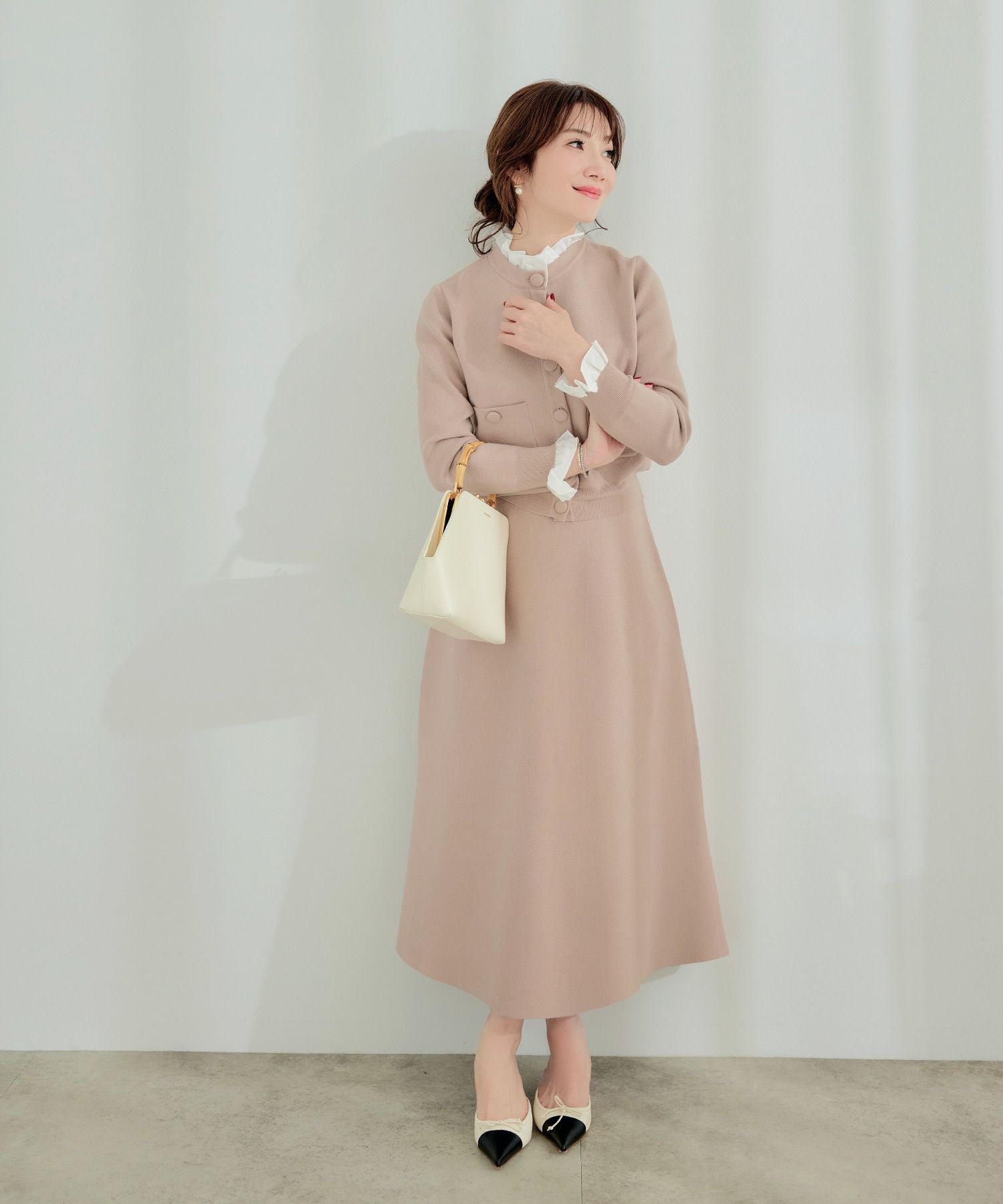 ミラノリブ フリル付き ニット カーディガン Liala×PG 全5色｜lpg441