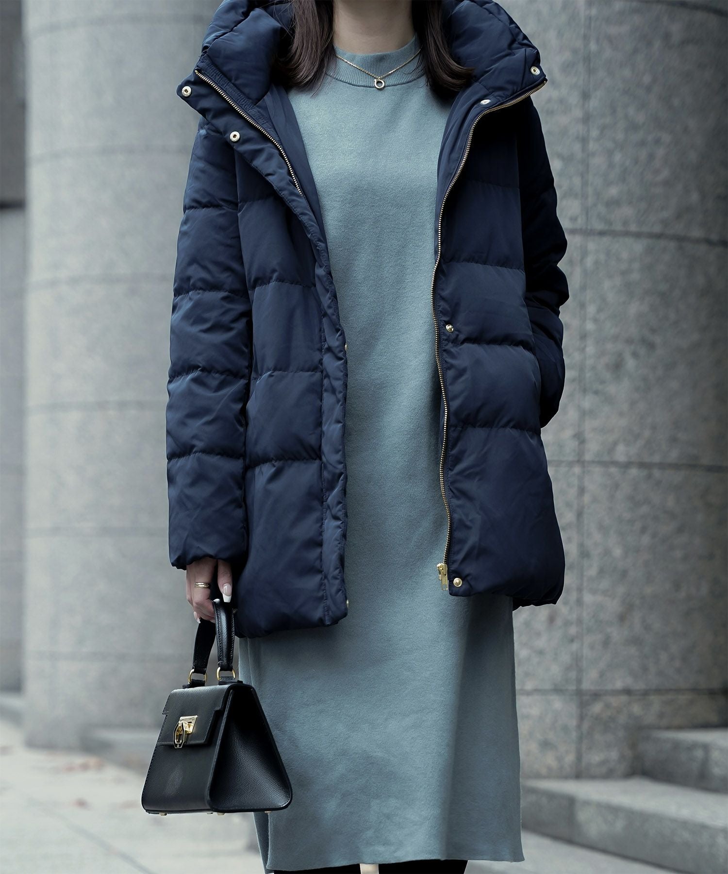 セレクト ピーチスキン ミドル丈 ダウン コート HUIT 全4色｜hit181