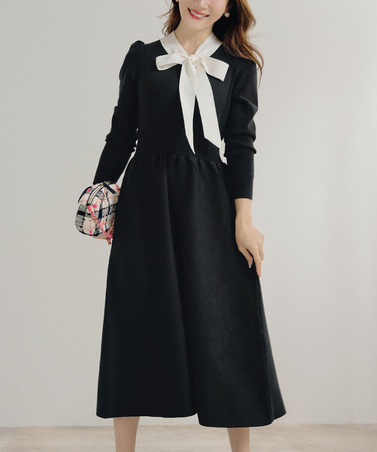 ボウタイ ニット ワンピース Liala×PG