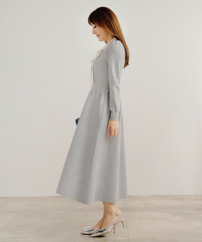 新色追加 手洗い可 長袖 ロング レディース 秋 春 フレア 黒 可愛い オフィス きれいめ ジョイントスペース