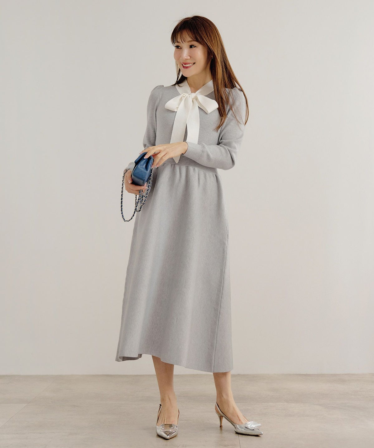 新色追加 手洗い可 長袖 ロング レディース 秋 春 フレア 黒 可愛い オフィス きれいめ ジョイントスペース