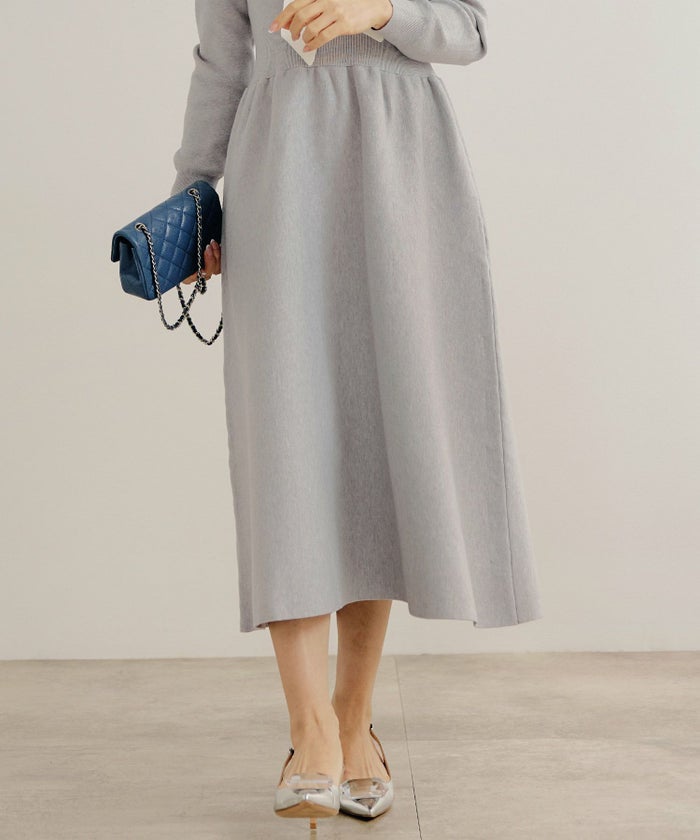 新色追加 手洗い可 長袖 ロング レディース 秋 春 フレア 黒 可愛い オフィス きれいめ ジョイントスペース