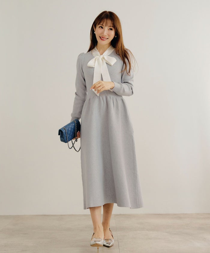 新色追加 手洗い可 長袖 ロング レディース 秋 春 フレア 黒 可愛い オフィス きれいめ ジョイントスペース