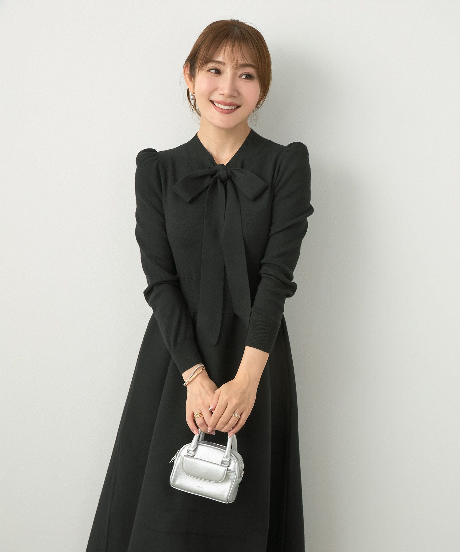 ボウタイ ニット ワンピース Liala×PG 全5色｜lpg341-2034【3】 - 長袖