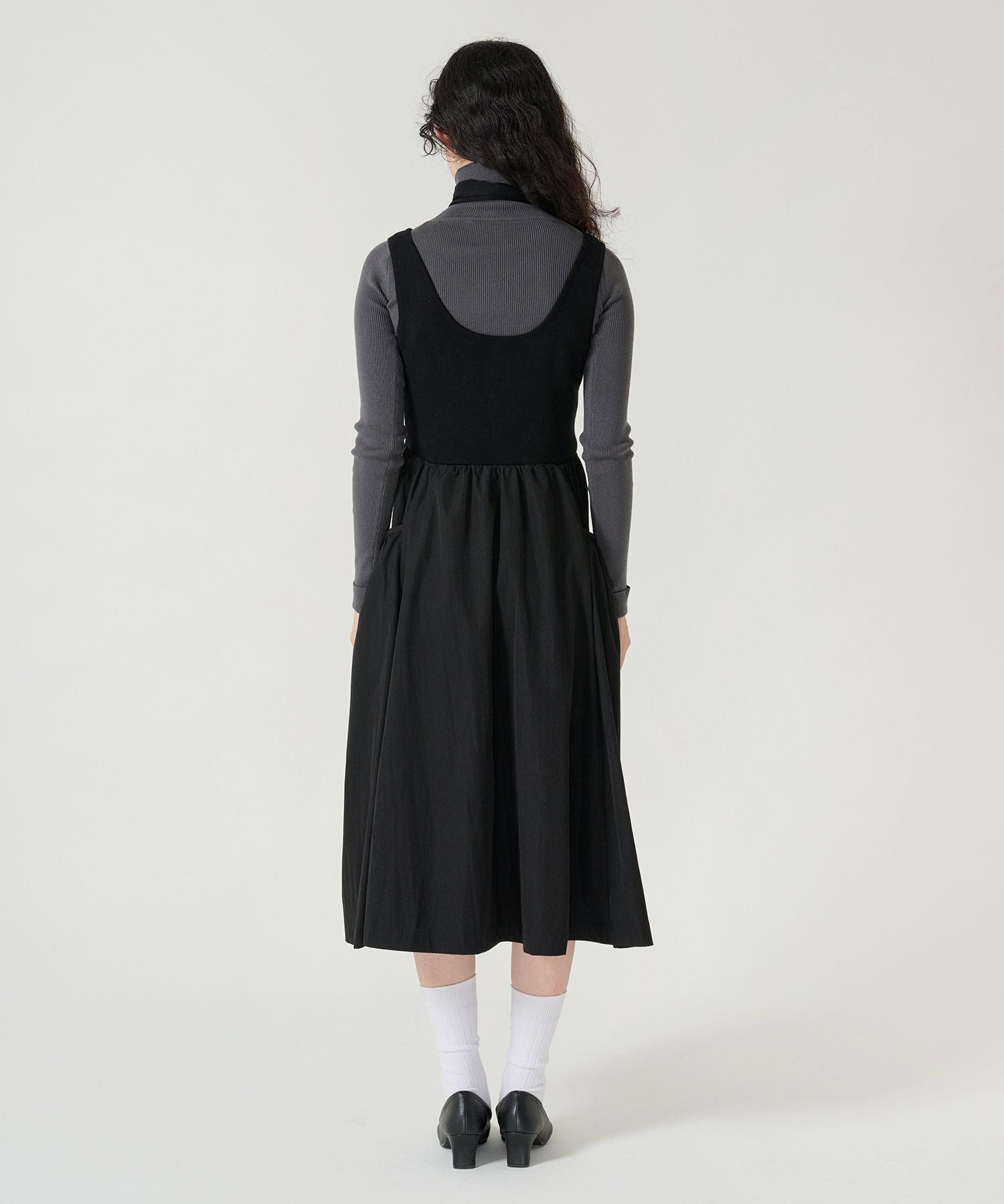 Early-Summer-SALE ボリュームスカート ドッキングニットワンピース