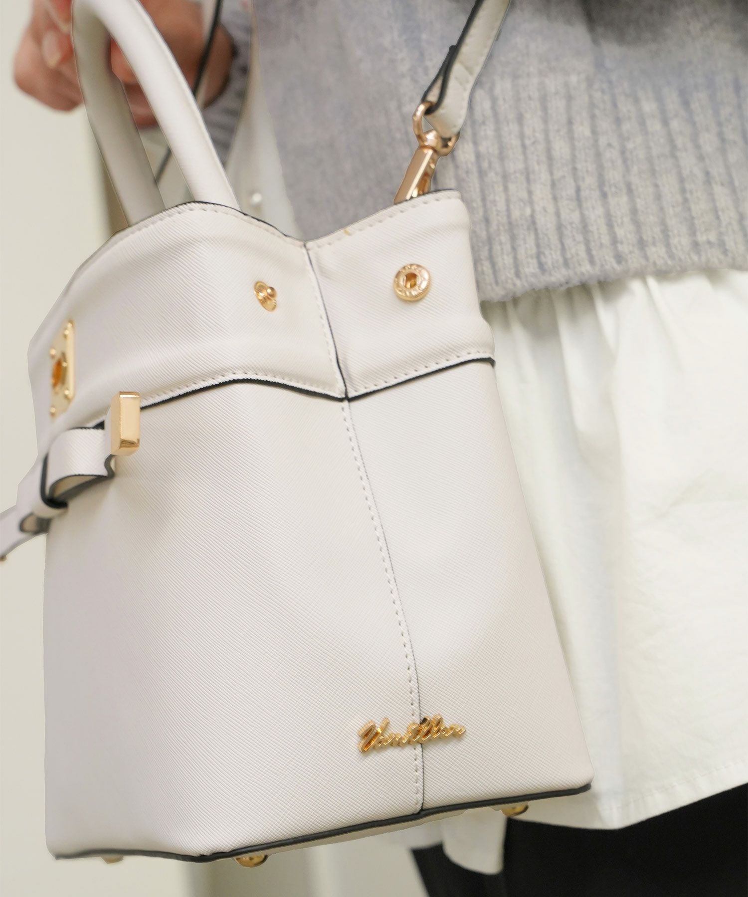 Occasion-SALE フロントリボン ハンド バッグ le reve vaniller 全3色