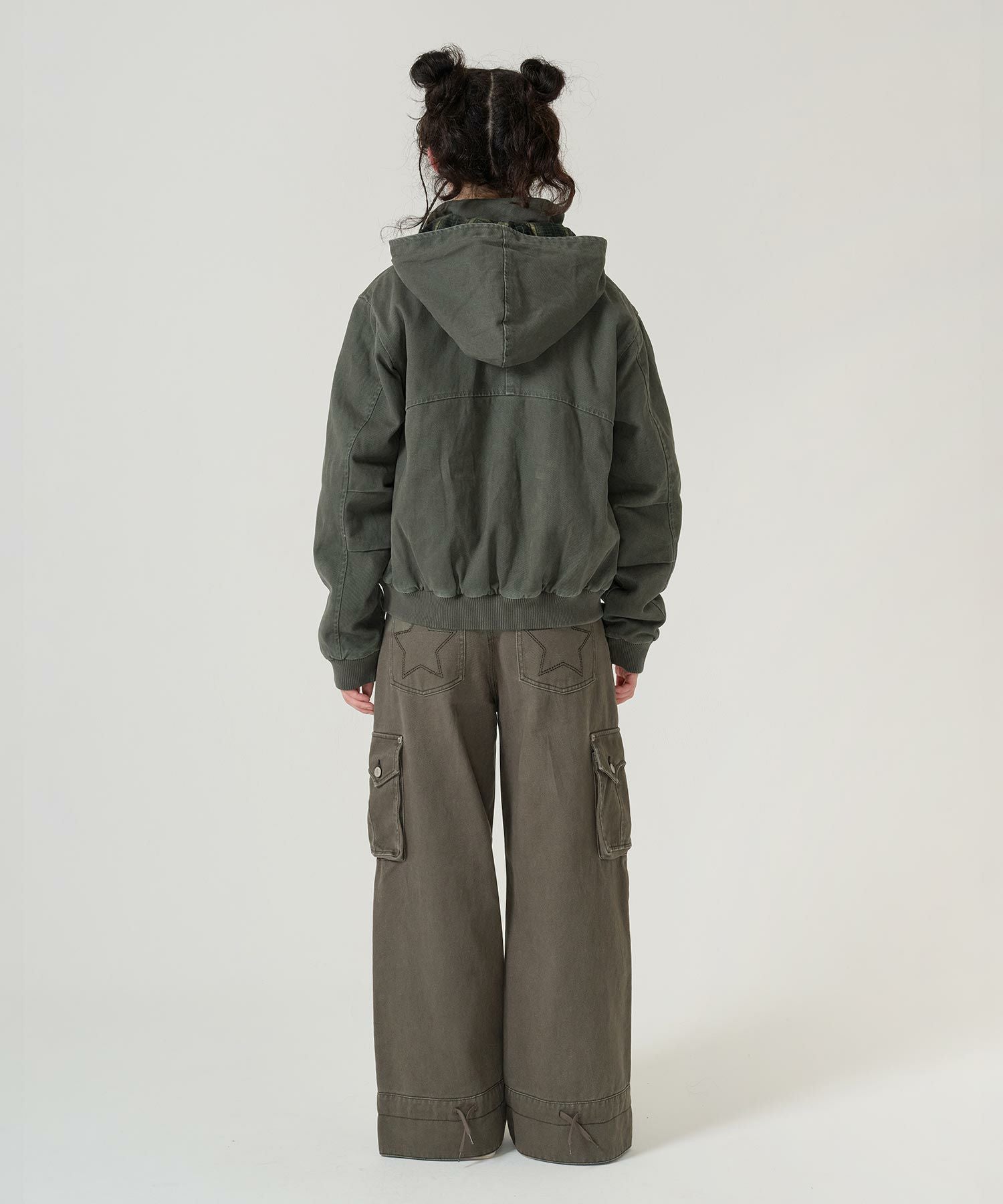 ジップアップフード付き ボンバージャケット TINA：JOJUN 全3色