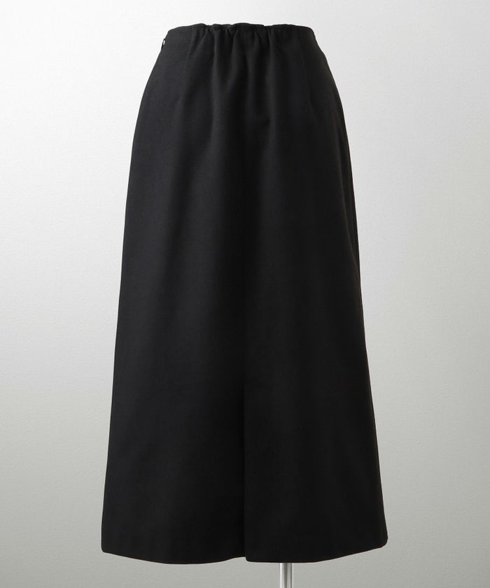 Aライン ウエストゴム ミモレ丈 くるみボタン 秋冬/アイボリー/ベージュ/ブラック/M