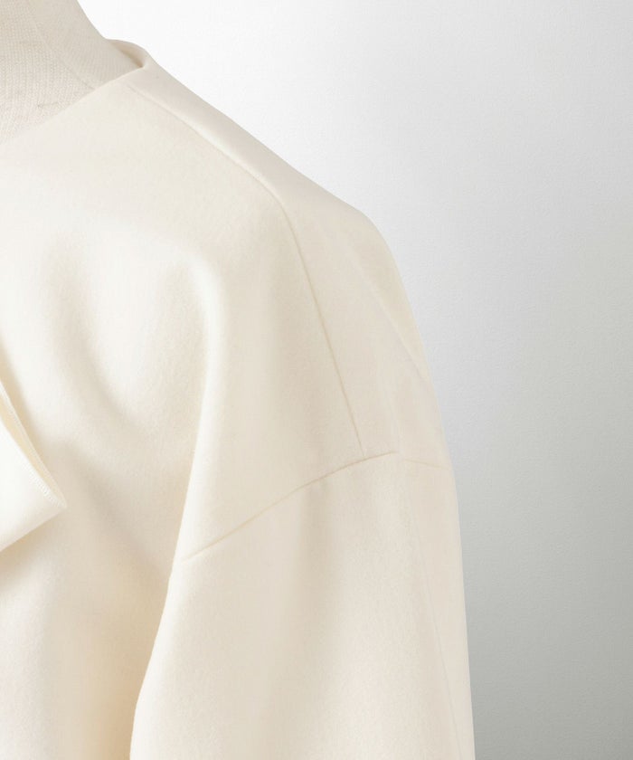 ベーシック ラウンドネック プリーツ コクーンスリーブ ペプラム /アイボリー/チャコール/M