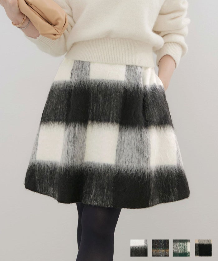 新色追加 手洗い可 ボトムス レディース スカート 柄 かわいい 大人 きれいめ コーデ 冬 ジョイントスペース 起毛 チェック 台形 ミニ スカート Liala×PG