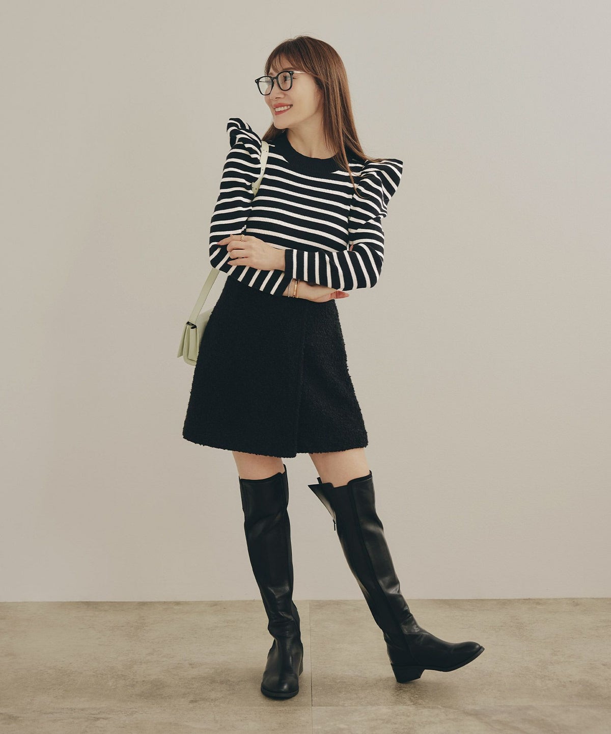 手洗い可ニットトップス秋春冬白黒長袖レディースかわいいきれいめオフィスジョイントスペース