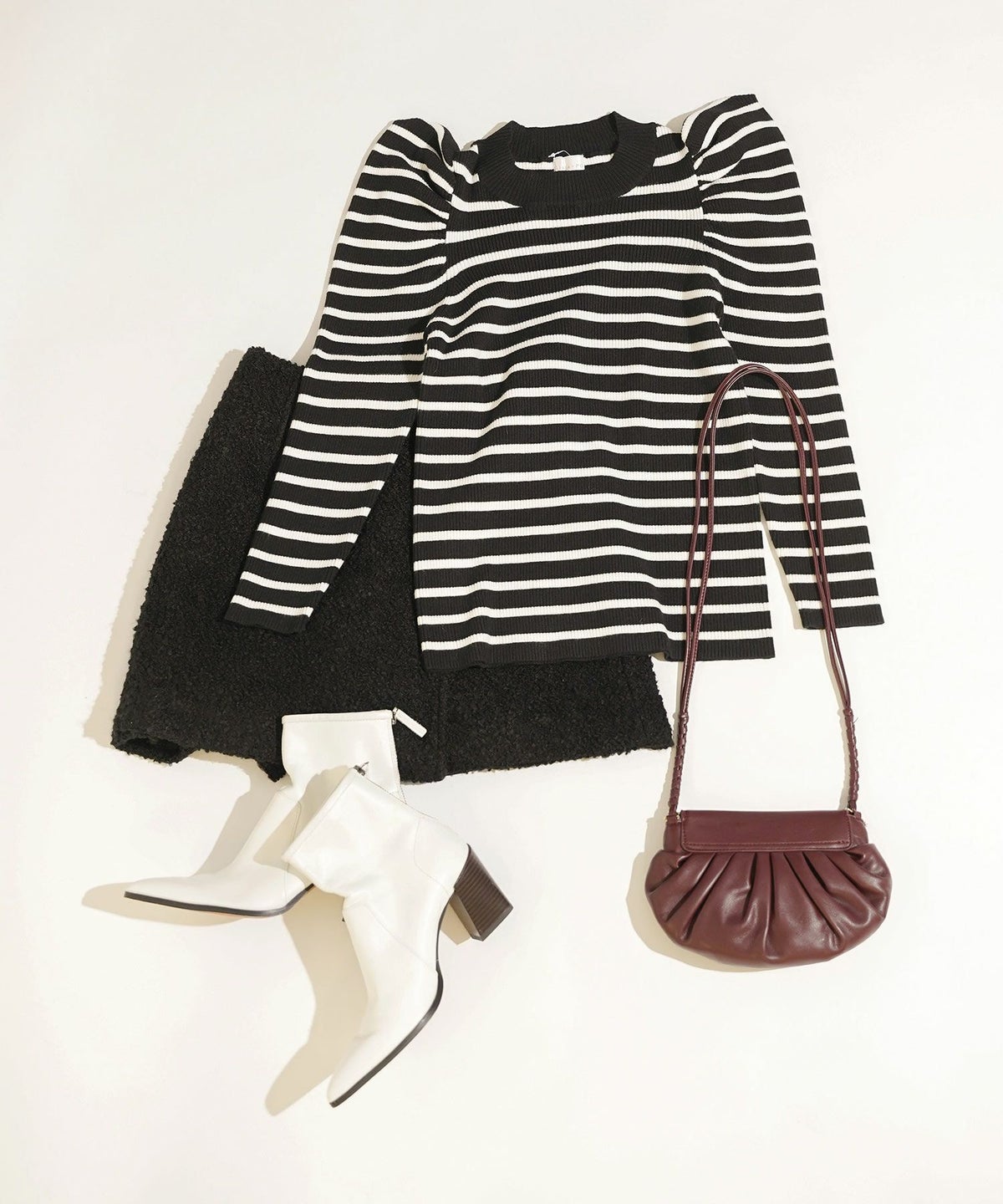 手洗い可 ニット トップス 秋春 冬 白黒 長袖 レディース かわいい きれいめ オフィス ジョイントスペース