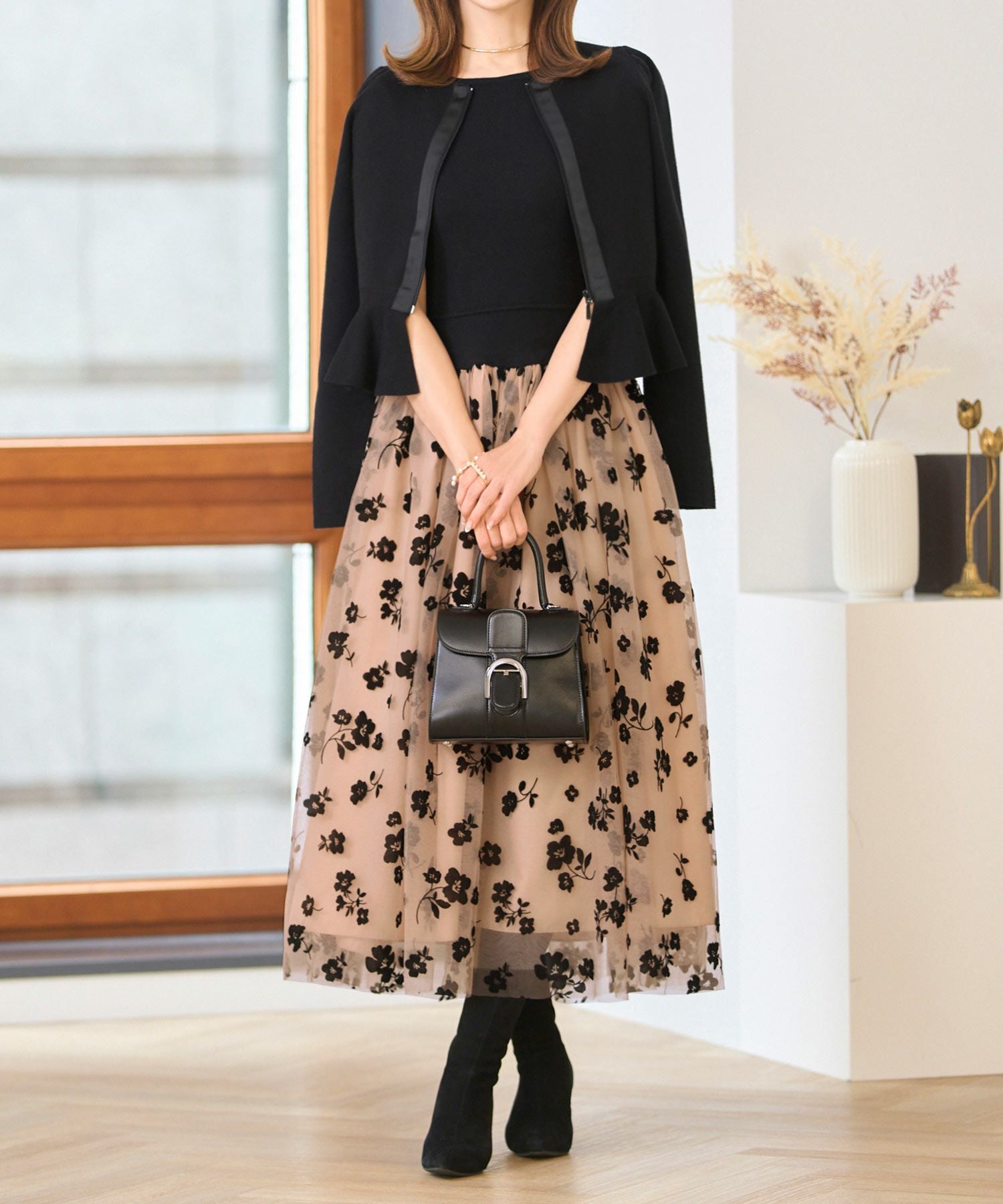 チュールドッキング ニット ワンピース Prima Scherrer 全3色｜psc341