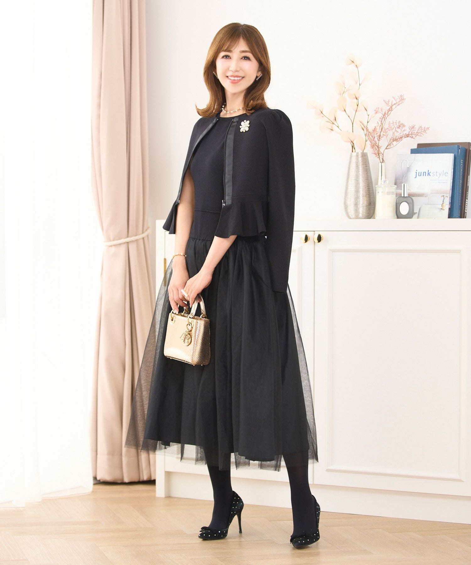 チュールドッキング ニット ワンピース Prima Scherrer 全3色｜psc341