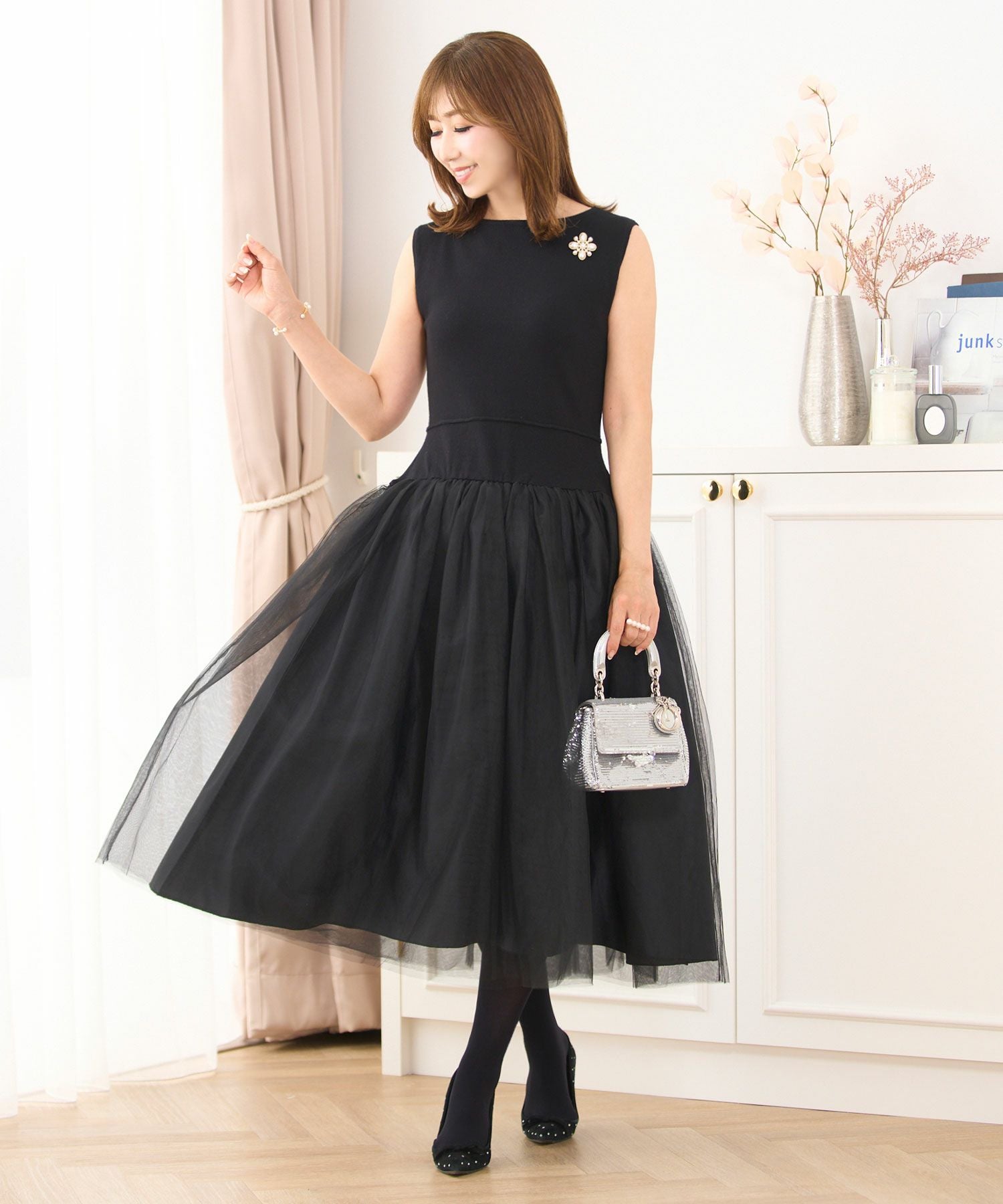 チュールドッキング ニット ワンピース Prima Scherrer 全3色｜psc341