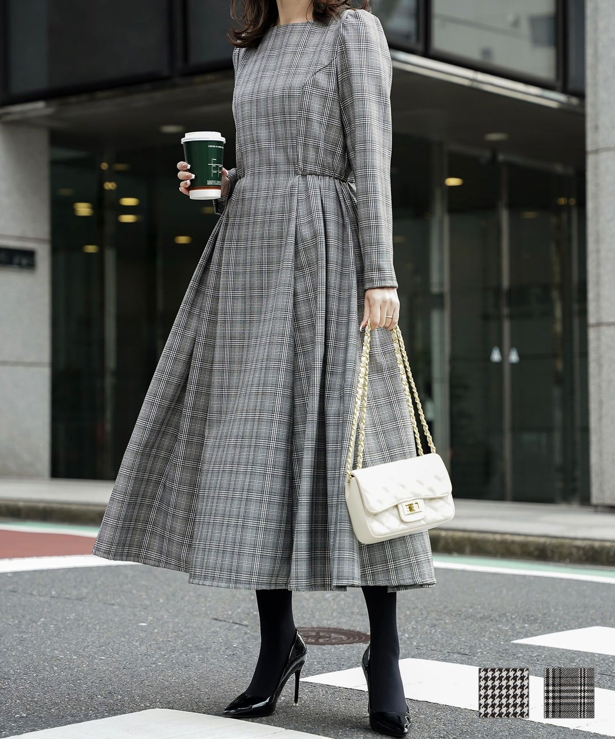 チェック柄 ワンピース, ワンピース, HUIT bouquet, 30代、40代、働く女性、ママ, 通勤、学校行事 チェック柄 ワンピース HUIT
