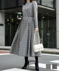 チェック柄 ワンピース, ワンピース, HUIT bouquet, 30代、40代、働く女性、ママ, 通勤、学校行事 チェック柄 ワンピース HUIT