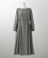 トレンド 秋冬 上品 ドレスライク デイリー ストレッチ タック ギャザー フレア ロング/千鳥格子/グレンチェック/M