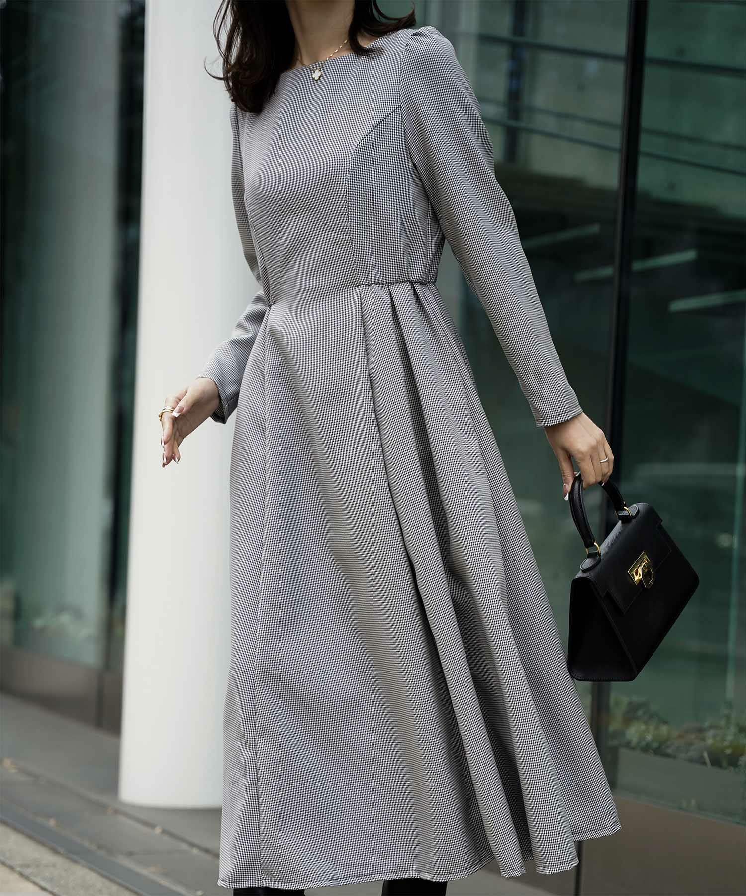 チェック柄 ワンピース HUIT 全2色｜hit341-0207【1】 - 長袖・七分袖