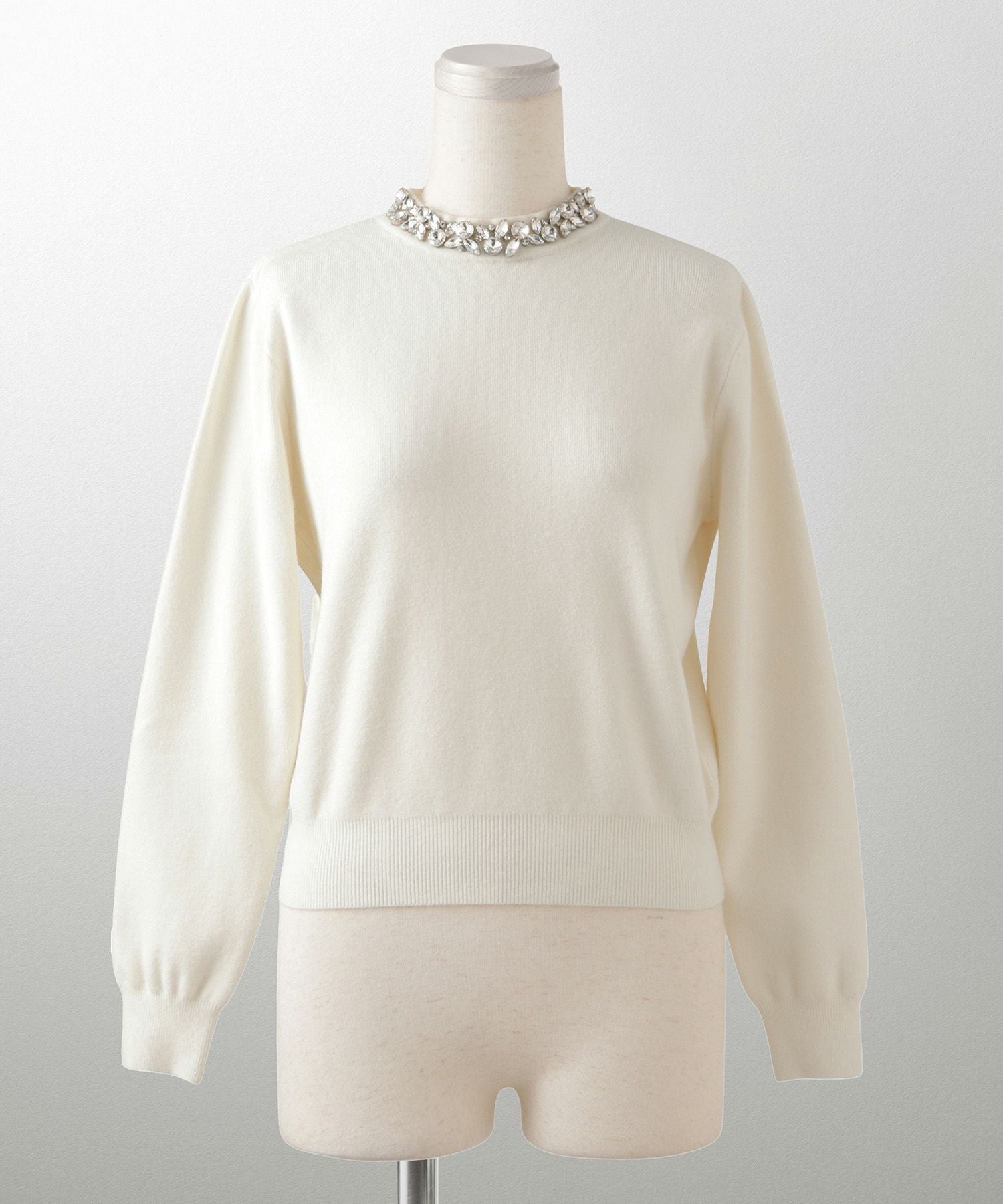 ビジューネック ニット プルオーバー HUIT 全4色｜hit441-0194【1