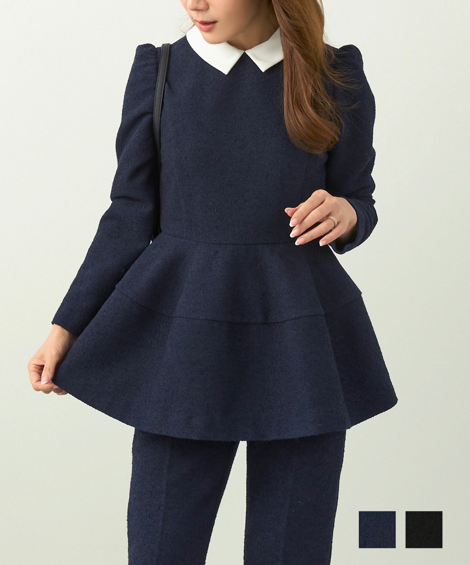 オケージョン 襟付き コクーンペプラム プルオーバー Liala×PG 全2色