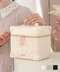 アクセサリーケース バニティ ボックス コフレ クリスマスコフレ 必需品 コスメ ヘアアレンジ ピンクベージュ ベージュ ブラック バイカラー 可愛い コスメ界隈 上品 エレガント フェミニン 汚れにくい ハート キルティング コスメボックス le reve vaniller