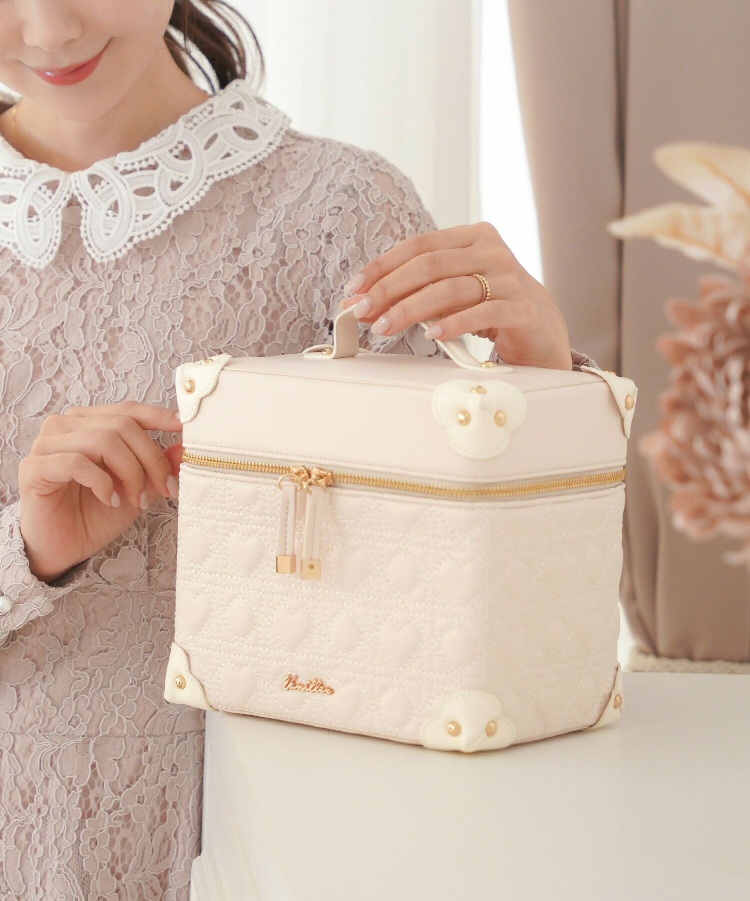 ハート キルティング コスメボックス le reve vaniller 全3色｜lvn947