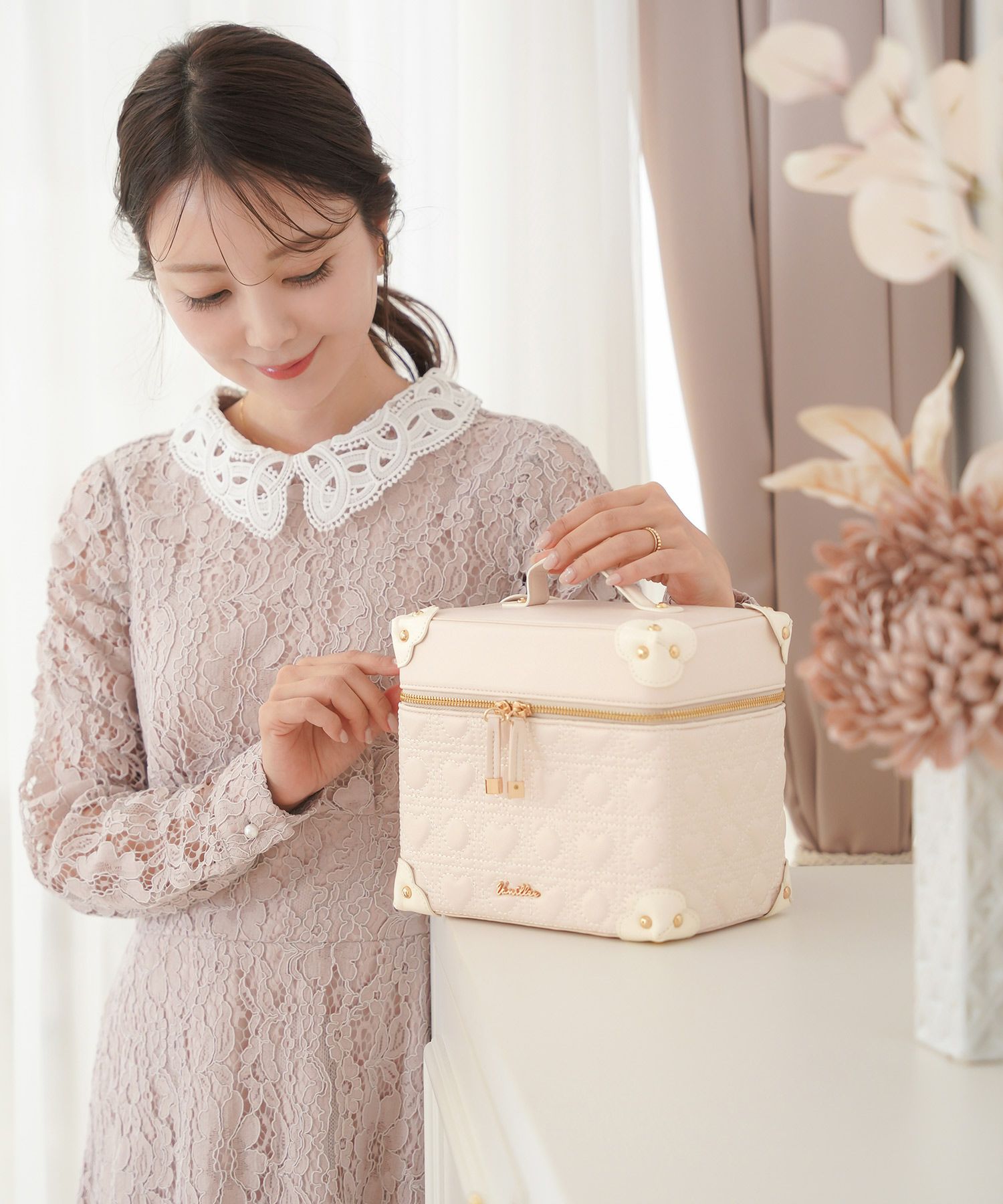 ハート キルティング コスメボックス le reve vaniller 全3色｜lvn947