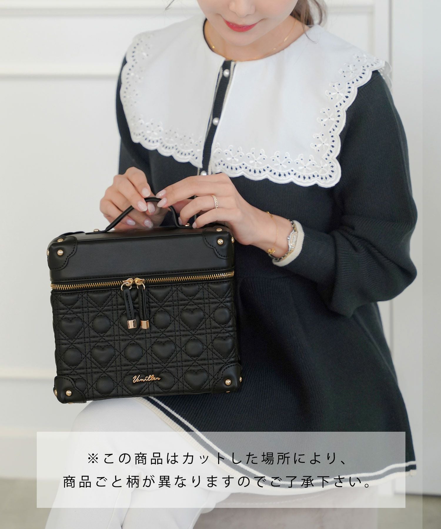 ハート キルティング コスメボックス le reve vaniller 全3色｜lvn947