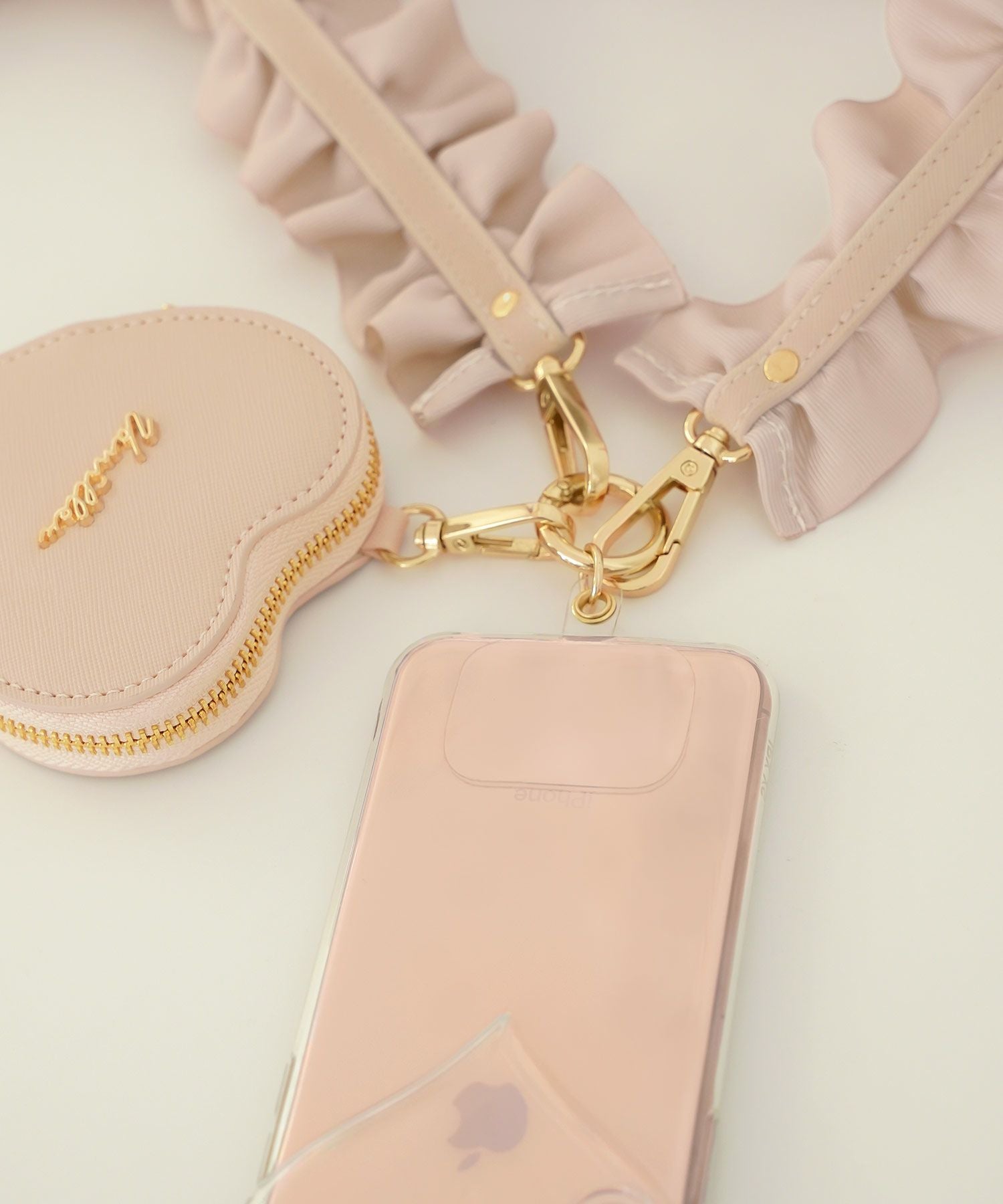 2/下旬～3/上旬頃発送予定！ハートポーチセット フリル スマホ