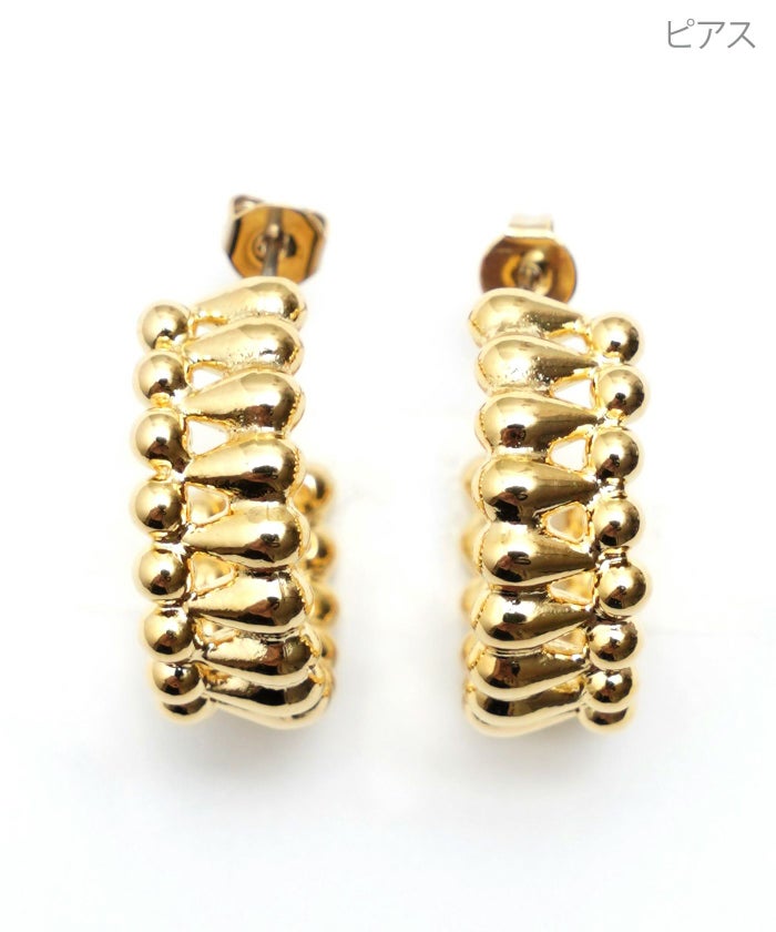 ボリューム リング ピアス イヤリング Volume Ring Pierce Earring 真鍮 チタンポスト フープ スタッズ ボリューム リング ピアス イヤリング Volume Ring Pierce Earring （Liala）